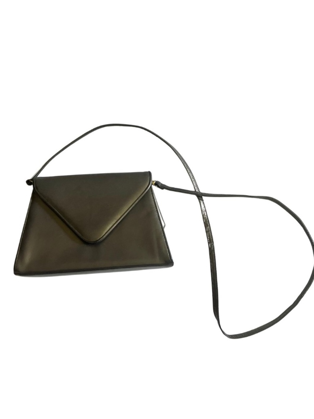 Vintage Bronze Patent Leather Crossbody Purse Post Modern 80s Minimalist Glam